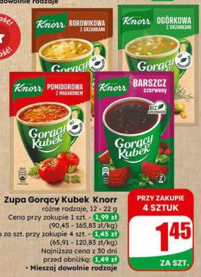 Zupa Gorący Kubek pomidorowa z makaronem promocja w Dino