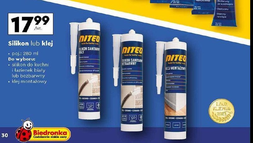 Klej monta偶owy Niteo tools promocja