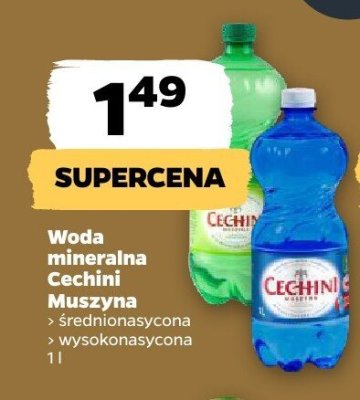 Woda mineralna Cechini Muszyna średnionasycona, wysokonasycona promocja w Netto