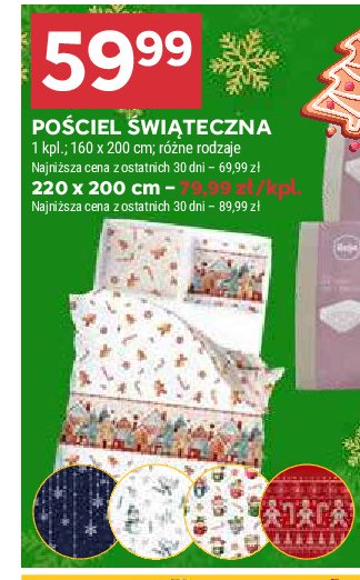 Komplet pościeli motyw świąteczny 160 x 200 cm + 70 x 80 cm promocja