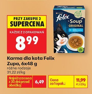 Karma dla kota Felix Soup Original Zupa różne rodzaje promocja w Biedronka