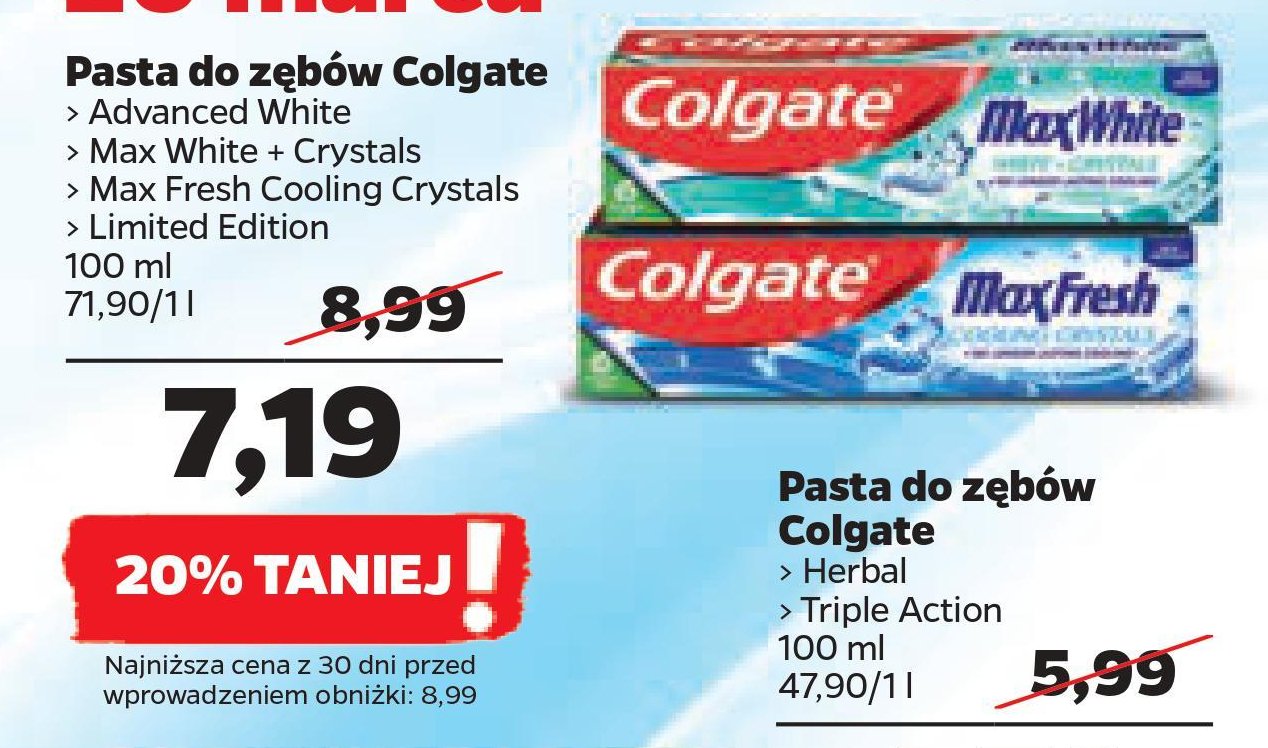 Pasta do zębów limited edition Colgate max white promocja