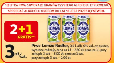 Piwo 艁om偶a radler 0.0% cytryna-limonka promocja