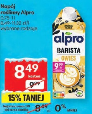 Napój Napój roślinny Alpro wybrane rodzaje promocja w Delikatesy Centrum