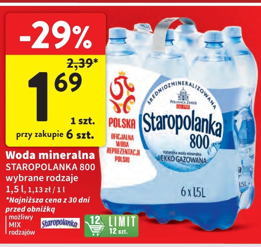 Woda niegazowana Staropolanka 800 promocja