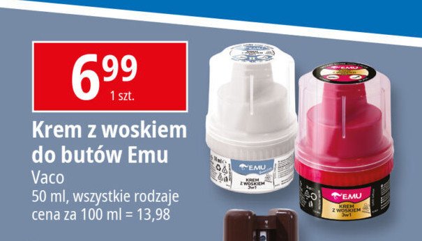 Krem do butów z woskiem 3w1 brązowy EMU promocja w Leclerc