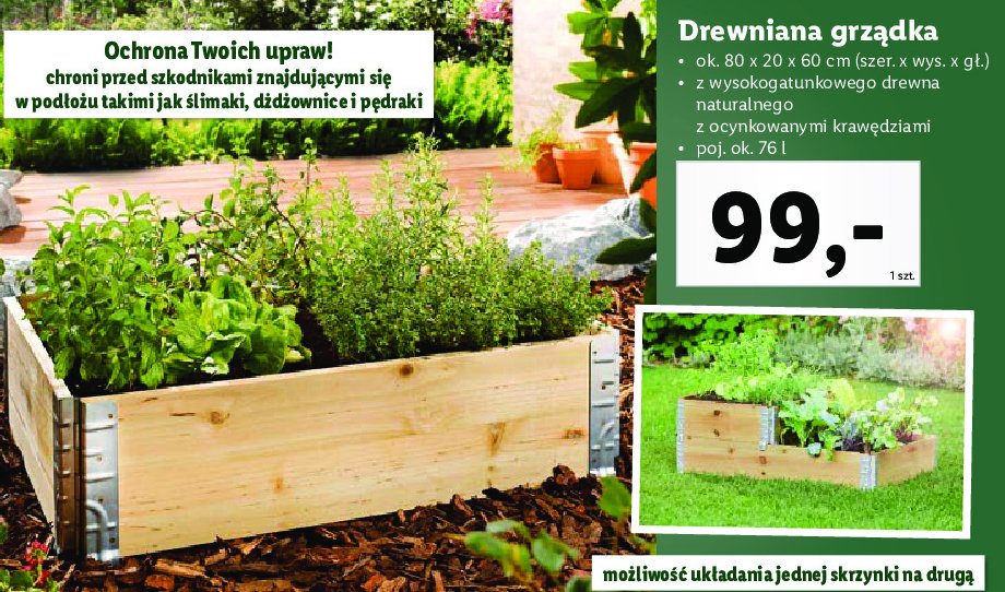 Grz膮dka drewniana 80 x 20 x 60 cm promocja