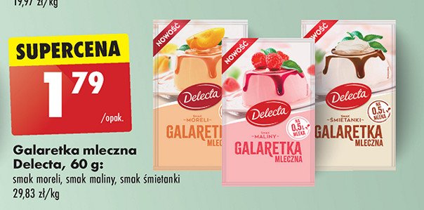 Galaretka mleczna morelowa Delecta promocja w Biedronka