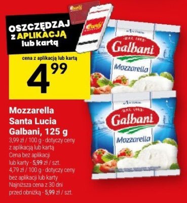 Mozzarella Santa Lucia Galbani, 125 g promocja w Twój Market
