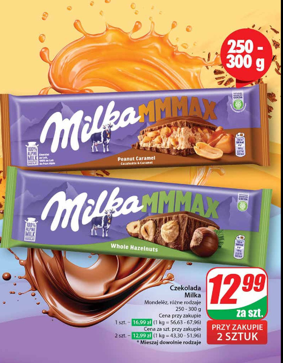 Czekolada peanut caramel Milka mmmax promocja w Dino