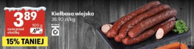 Kiełbasa wiejska promocja w Delikatesy Centrum