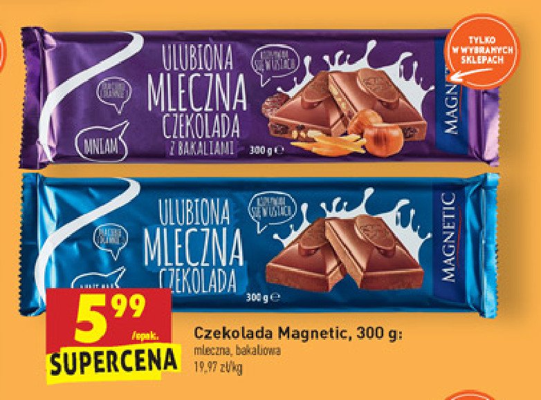 Czekolada mleczna bakaliowa Magnetic promocja