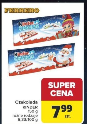 Czekolada KINDER 150 g promocja w Carrefour