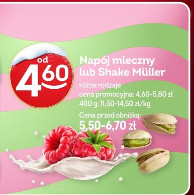 Napój mleczny lub Shake Müller różne rodzaje promocja w Żabka