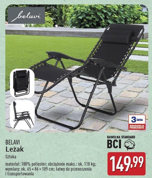 Leżak 65 x 86 x 109 cm BELAVI promocja