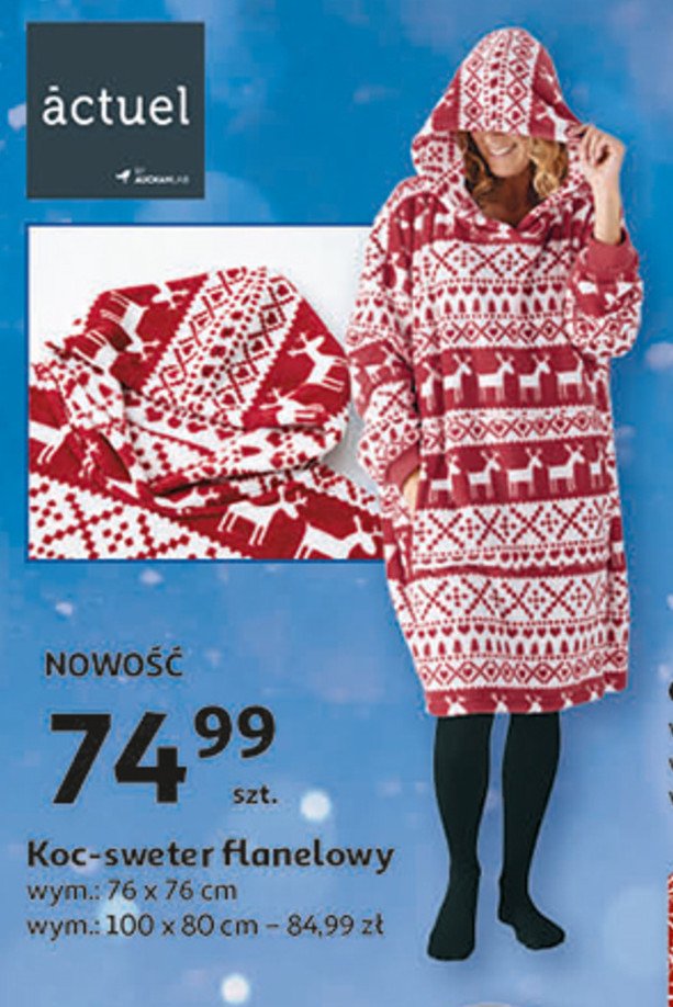 Koc-sweter flanelowy 100 x 80 cm Actuel promocja
