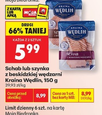 Schab z beskidzkiej wędzarni Kraina Wedlin, 150 g promocja w Biedronka