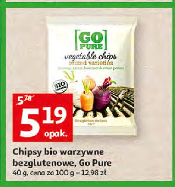 Chipsy warzywne Go pure promocja w Aldi