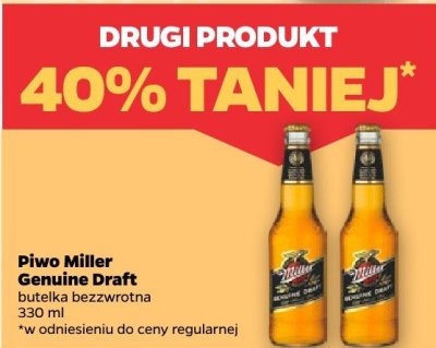 Piwo Miller Genuine Draft 330 ml DRUGIE -40% promocja w Netto