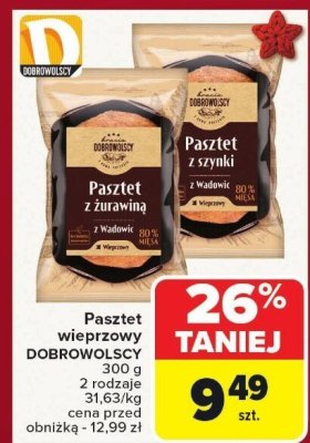 Pasztet wieprzowy DOBROWOLSCY z żurawiną promocja w Carrefour