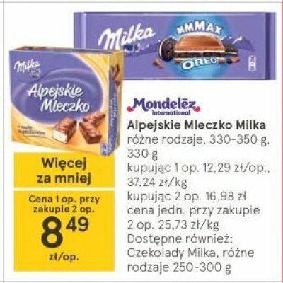 Milka Alpejskie Mleczko - czekoladki waniliowe promocja