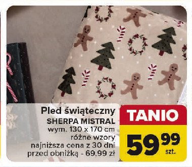 Pled świąteczny sherpa mistral 130 x 170 cm promocja