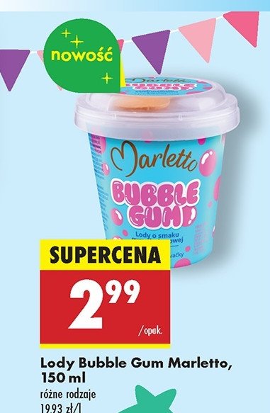 Lody bubble gum Marletto promocja w Biedronka