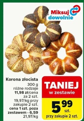 Korona złocista różne rodzaje promocja w Carrefour