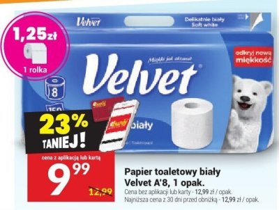 Papier toaletowy biały Velvet A8, 1 opak. promocja w Twój Market