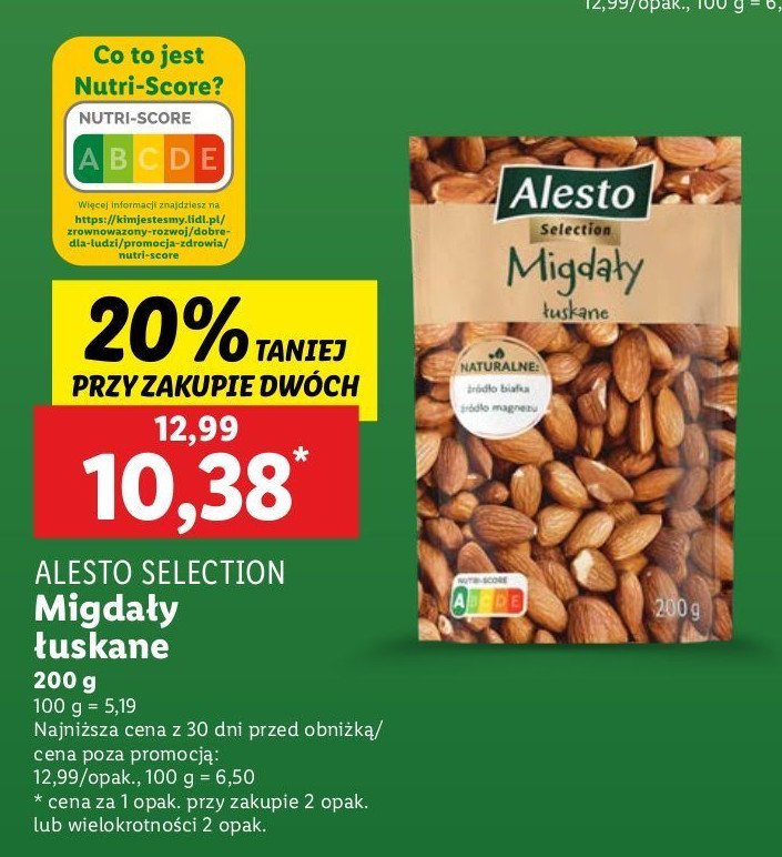 Migdały łuskane Alesto (Lidl) promocja