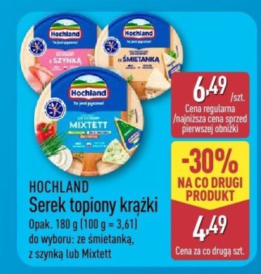 Serek topiony krążki HOCHLAND różne rodzaje promocja w Aldi