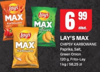 Chipsy karbowane Lay's Max Papryka, Salt, Green Onion promocja w Chorten