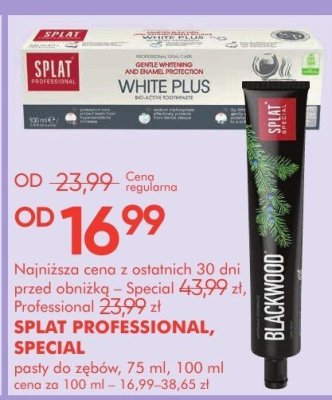 Pasty do zębów SPLAT PROFESSIONAL, SPECIAL, 75 ml, 100 ml promocja w Super-Pharm