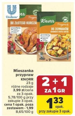Mieszanka przypraw KNORR do złotego kurczaka promocja w Carrefour Market