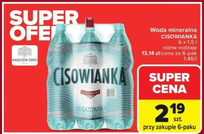 Woda mineralna Cisowianka niskosodowa niegazowana promocja w Carrefour Market