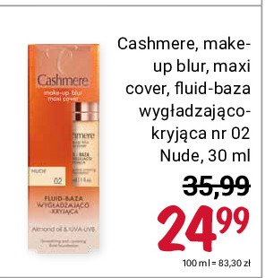 Fluid-baza wygładzająco-kryjąca 02 nude Cashmere make-up blur maxi cover promocja