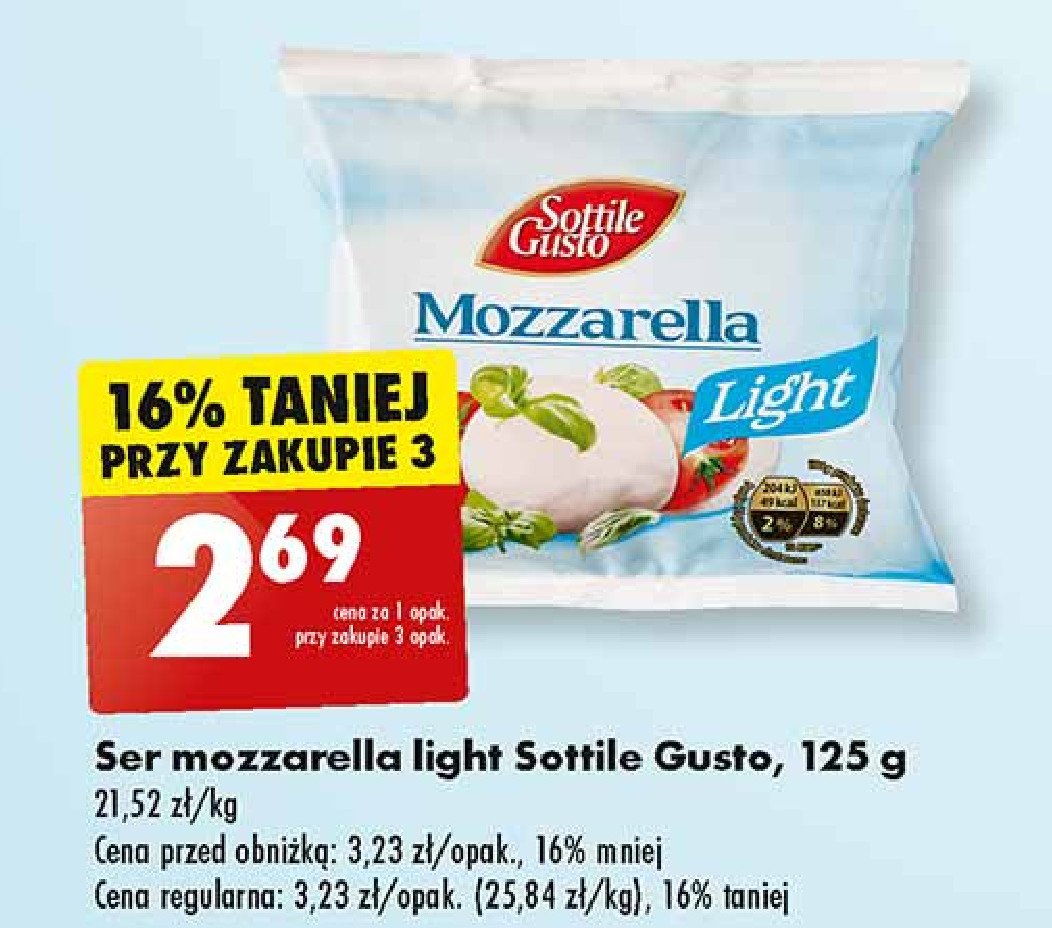 Mozzarella light Sottile gusto promocja