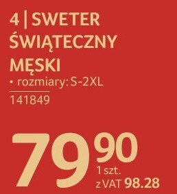 Sweter świąteczny męski rozmiary: S-2XL promocja w Selgros