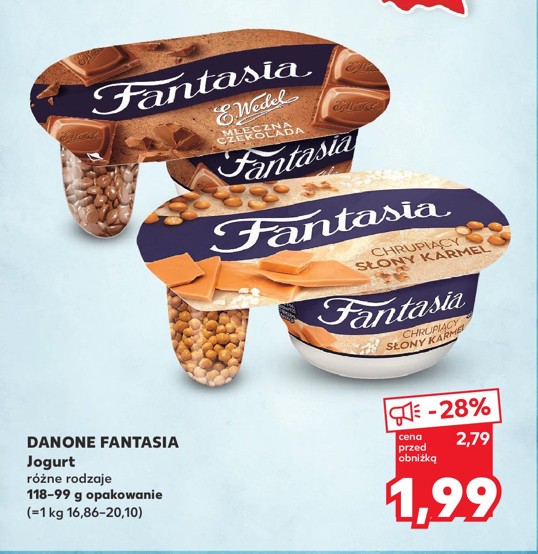 Jogurt z mleczną czekoladą Danone fantasia e. wedel promocja w Kaufland