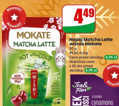 Napój Matcha Latte wiśnia Mokate promocja w Dino