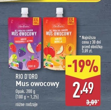 Mus owocowy jabłko-morela Rio d'oro promocja w Aldi