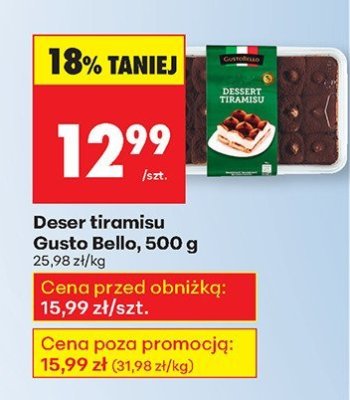 Deser tiramisu Gusto Bello promocja w Biedronka