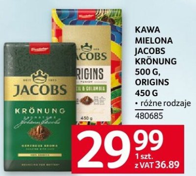 Kawa mielona Jacobs Kronung 450 G Origins 450 G promocja w Selgros