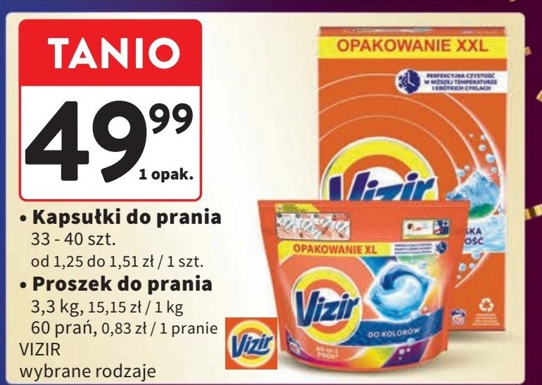 Kapsułki do prania kolorów Vizir all in one pods promocja