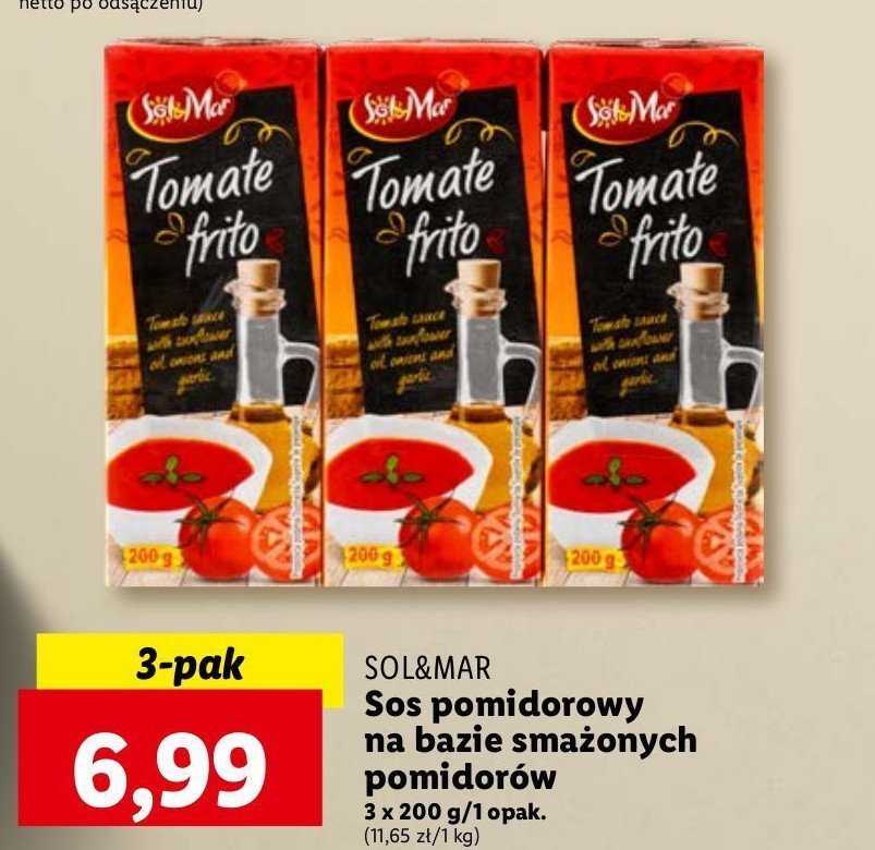 Sos pomidorowy na bazie smażonych pomidorów Sol&mar promocja