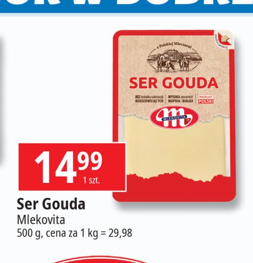 Ser gouda plastry Mlekovita promocja w Leclerc