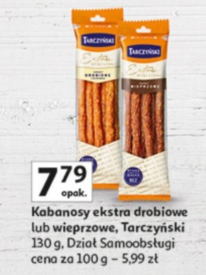 Kabanosy ekstra drobiowe lub wieprzowe Tarczyński promocja w Auchan