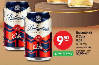 Whisky Ballantine's & Cola 0,33l promocja w Żabka