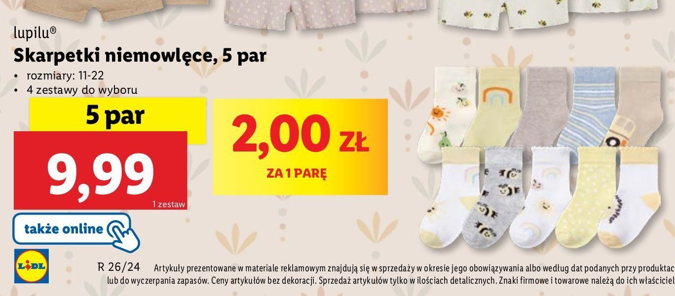 Skarpetki niemowlęce rozm. 11-22 Lupilu promocja