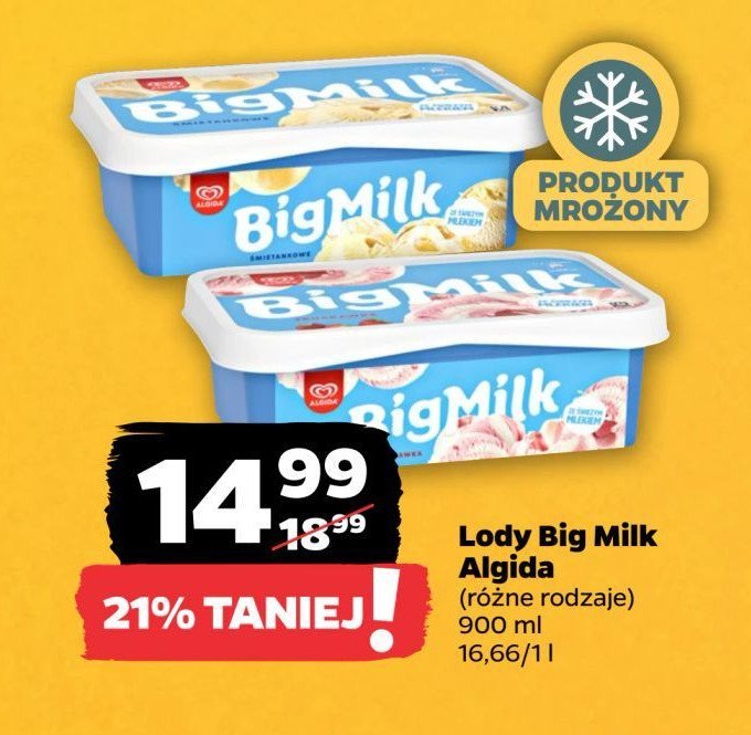 Lody smietankowe Algida big milk promocja